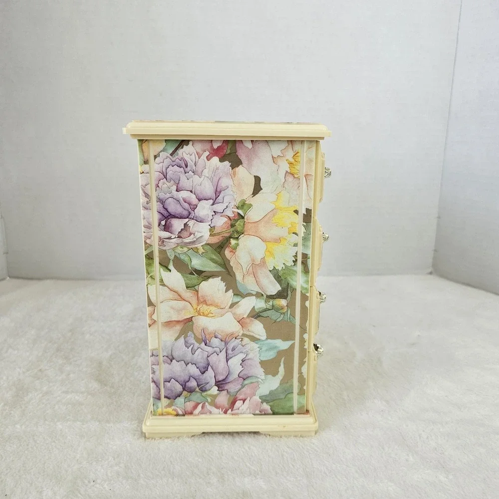 Ballerina Musical Jewelry Box Mele & Co Plastic Drawers Vintage 8x8.5x5